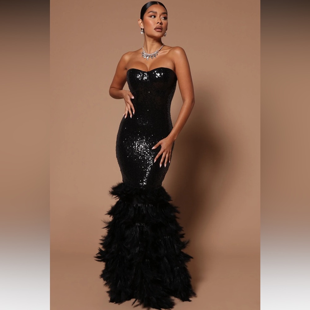 Julianne Feather Sequin Gown/Dress (SX)